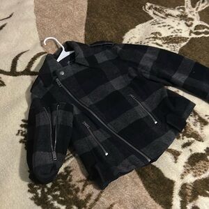 American Eagle Outfitters Black and Gray Plaid wool Jacket